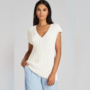 NWT 525 AMERICA WOMEN'S V-NECK CABLE SWEATER VEST, SIZE M/L